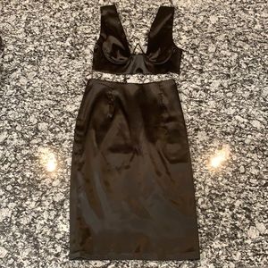 Black Satin Oh Polly 2 Peice